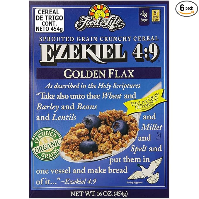Food For Life Ezekiel 4:9 Organic Sprouted Grain Cereal, Golden Flax, 16-Ounce Boxes (Pack of 6)