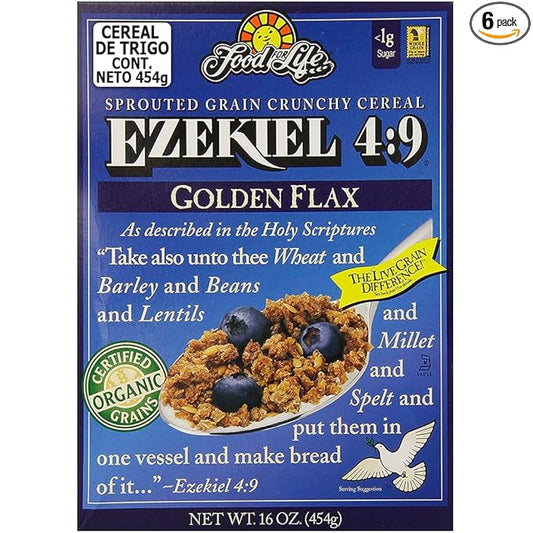 Food For Life Ezekiel 4:9 Organic Sprouted Grain Cereal, Golden Flax, 16-Ounce Boxes (Pack of 6)