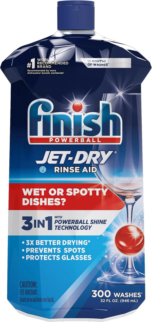 Finish Jet-dry, Rinse Agent Liquid, Ounce Blue 32 Fl Oz (Packaging May Vary), Citrus