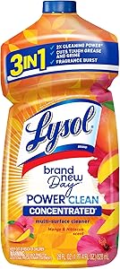 LYSOL Power Clean Multi-Surface Cleaner, 2x Concentrated Pour, Mango & Hibiscus, 28 Fl Oz
