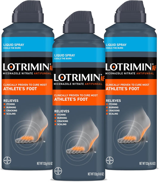 Lotrimin AF Athlete's Foot Liquid Spray, Miconazole Nitrate 2%, Proven Clinically Effective Treatment of Most Athlete's Foot, 4.6 Ounce (Pack of 3)