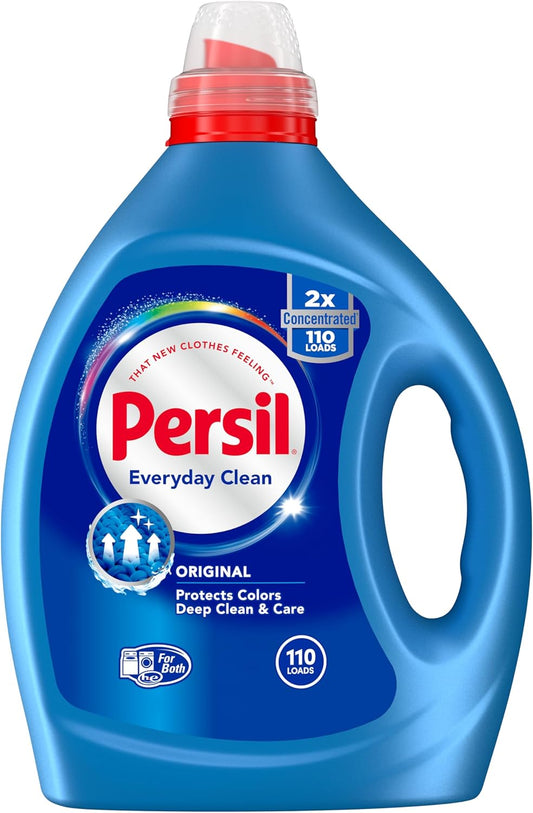 Persil Original Everyday Clean, Liquid Laundry Detergent, High Efficiency (HE), Deep Stain Removal, 2X Concentrated, 82.5 fl oz, 110 Loads

