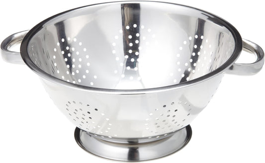 ExcelSteel Heavy Duty Handles and Self-draining Solid Ring Base Stainless Steel Colander, 5 Qt, Stainless (Pack of 1)