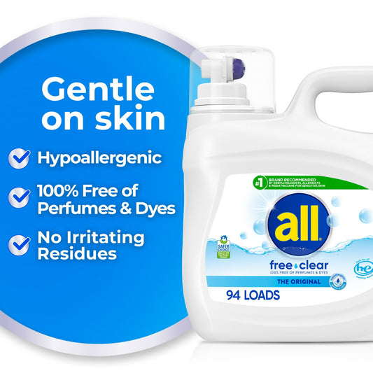 all Free Clear Liquid Laundry Detergent, 118 oz, 94 Loads