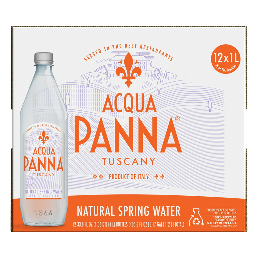 Acqua Panna Natural Spring Water, 405.6 fl oz, 12 Plastic Water Bottles