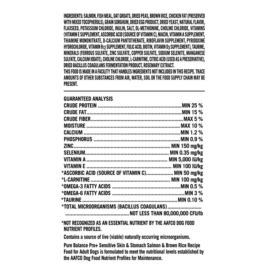 Pure Balance Pro+ Sensitive Skin & Stomach Dog Food, Salmon & Rice Recipe, 8 lb Bag