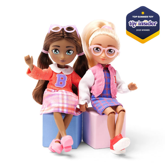 Hey Bestie - Dolls & Accessories- 2 Dolls Bella & Nicole plus School Accessories Set - 20 pieces