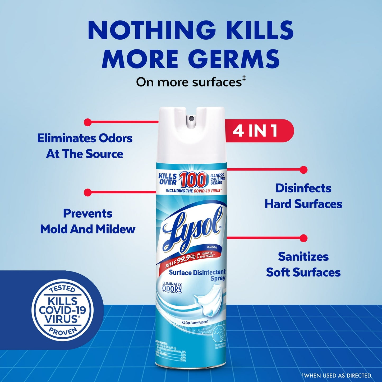 Lysol Disinfectant Spray, Sanitizing and Antibacterial Spray, Crisp Linen Scent, 19 fl oz, 2 Pack