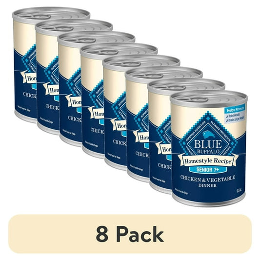(8 pack) Blue Buffalo Homestyle Recipe Senior Wet Dog Food, Chicken Dinner, 12.5-oz. Can