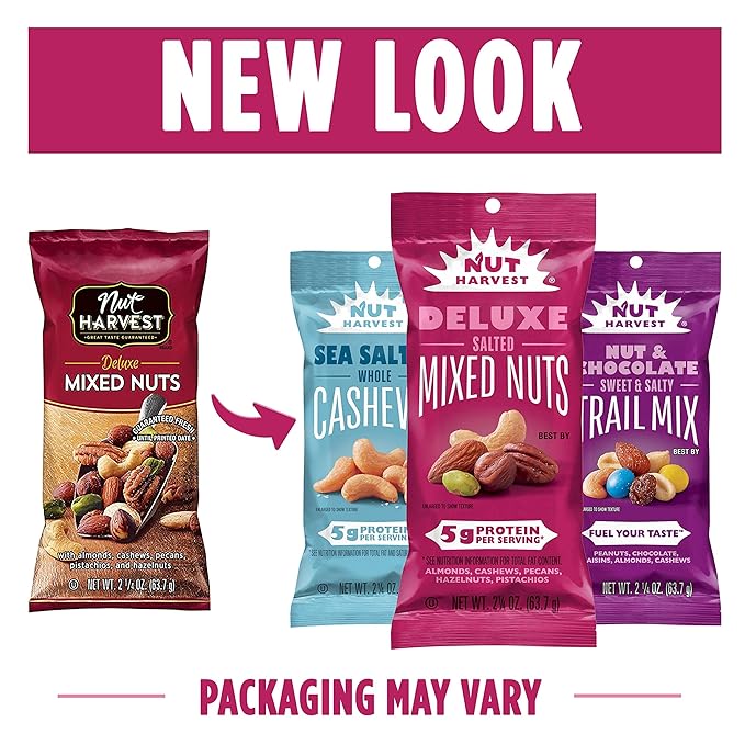 Nut Harvest, Sea Salted Whole Cashews, 2.25 Ounce (Pack of 16)