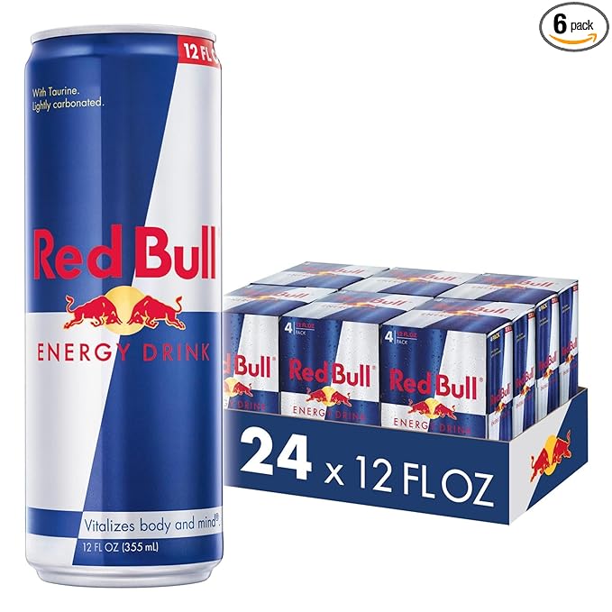 Red Bull Energy Drink with 114mg Caffeine plus Taurine & B Vitamins, 12 Fl Oz, 6 Packs of 4 Cans (Pack of 24)