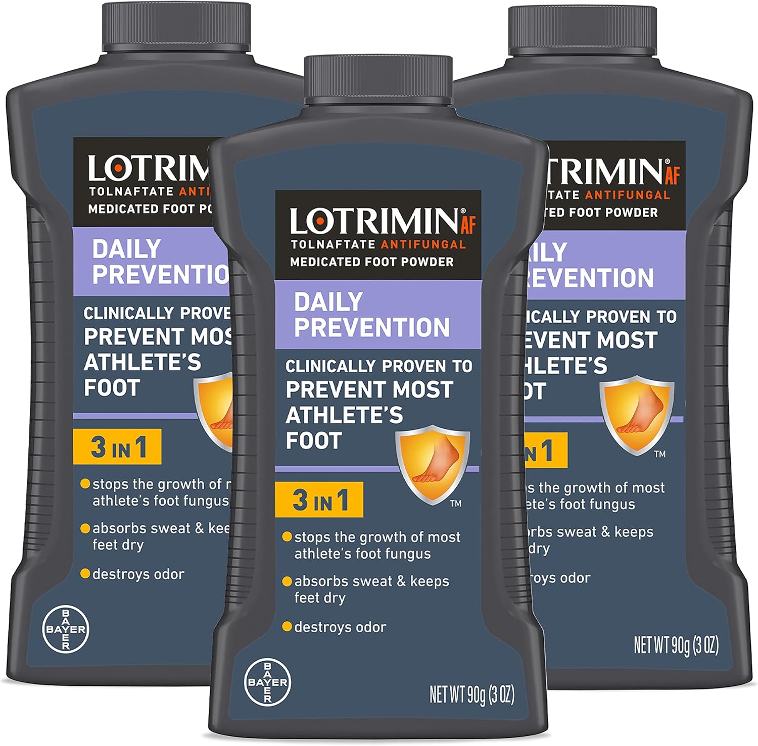 Lotrimin AF Athlete's Foot Daily Prevention Medicated Foot Powder, Tolnaftate Antifungal, Clinically Proven Prevention of Most Athlete's Foot, 3..