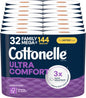 Cottonelle Ultra Comfort Toilet Paper with Cushiony CleaningRipples Texture, 32 Family Mega Rolls (32 Family Mega Rolls = 144 Regular Rolls) (8 Packs of 4),...