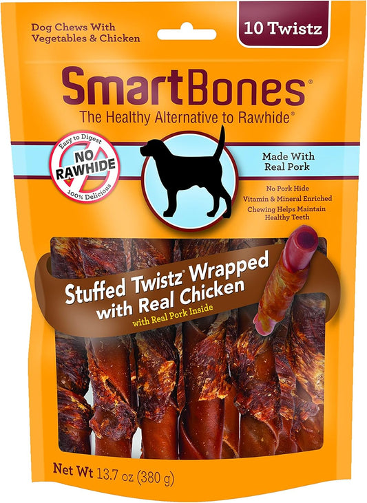 SmartBones Chicken Wrapped Stuffed Twists, Treat Your Dog to a Rawhide-Free Chew Made with Real Meat and Vegetables