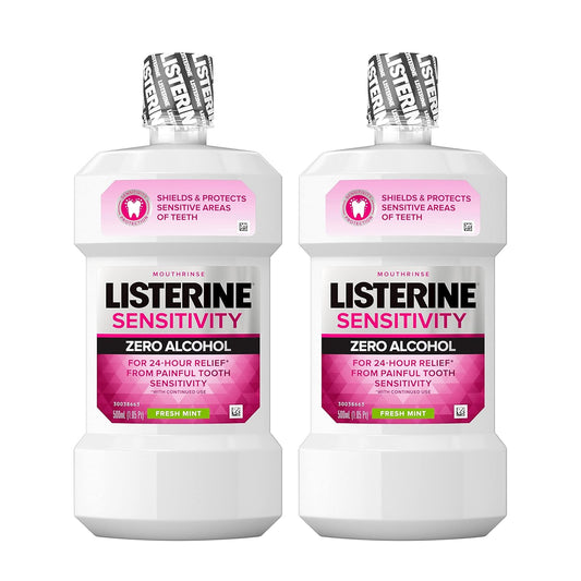 Listerine Sensitivity Mouthwash, Zero Alcohol, Less Intense Formula, for Sensitive Teeth, Bad Breath Treatment, Alcohol Free Mouth Wash for Adults; Fresh...