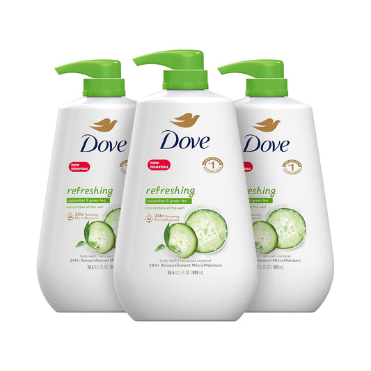 Dove Body Wash with Pump Refreshing Cucumber and Green Tea Refreshes Skin Cleanser That Effectively Washes Away Bacteria While Nourishing Your Skin 30.6 Fl...