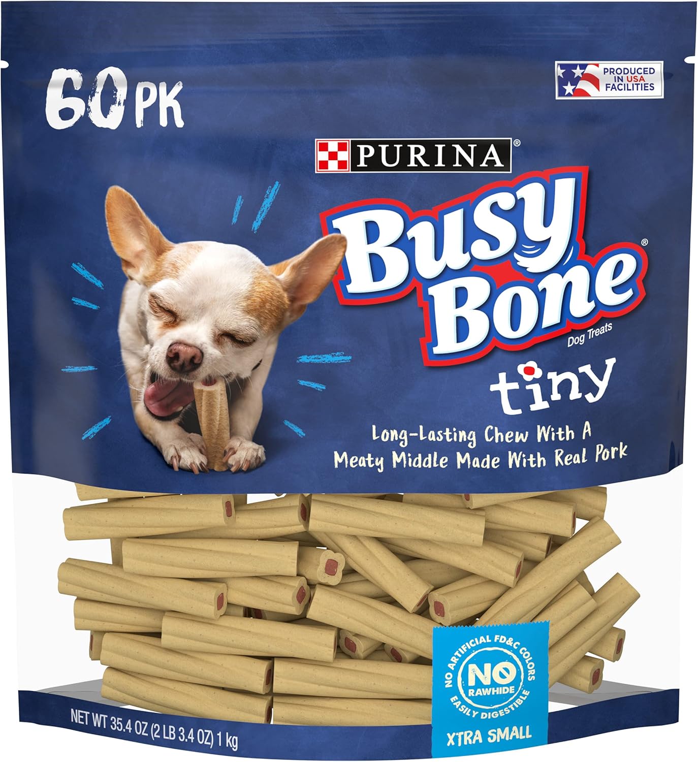Purina Busy Made in USA Facilities Toy Breed Dog Bones, Tiny - 60 ct. Pouch