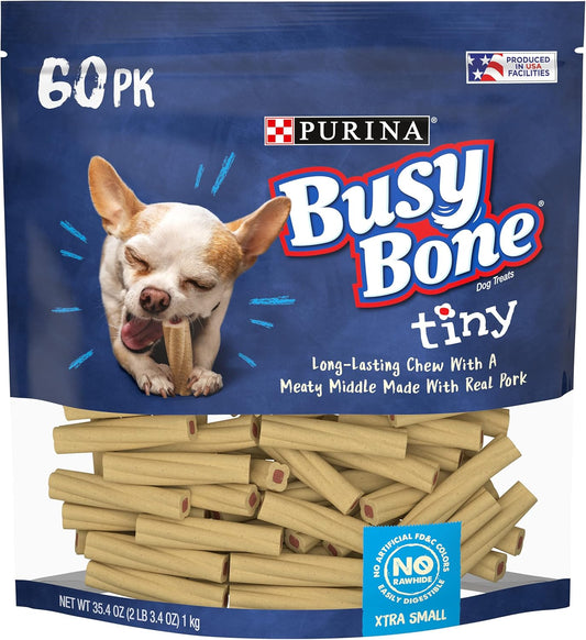 Purina Busy Made in USA Facilities Toy Breed Dog Bones, Tiny - 60 ct. Pouch