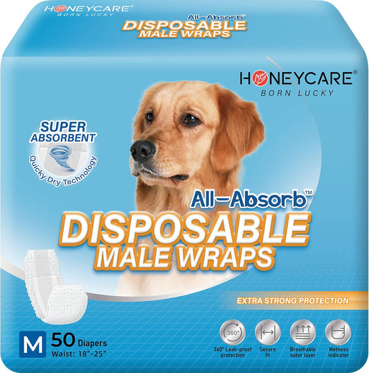 All-Absorb A25 Male Dog Wrap, 50 Count, Medium, White