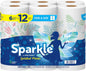 Sparkle Pick-A-Size Paper Towels, Spirited Prints, 6 Double Rolls = 12 Regular Rolls, Everyday Value Paper Towel With Full And Half Sheets 
