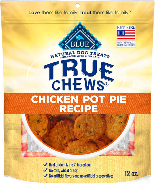 Blue Buffalo True Chews Dog Treats, Made in the USA with Natural Ingredients, Chicken Pot Pie Recipe, 12-oz. Bag