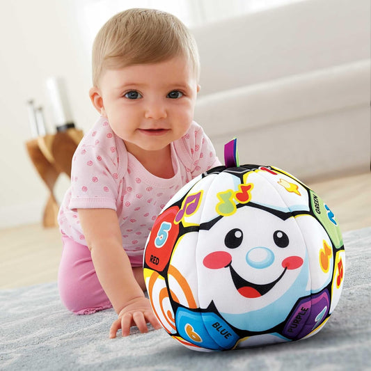 Fisher-Price Laugh & Learn Singin' Soccer Ball, Soft Toy Ball with Music and Learning Phrases for Infants and Toddlers Ages 6-36 Months