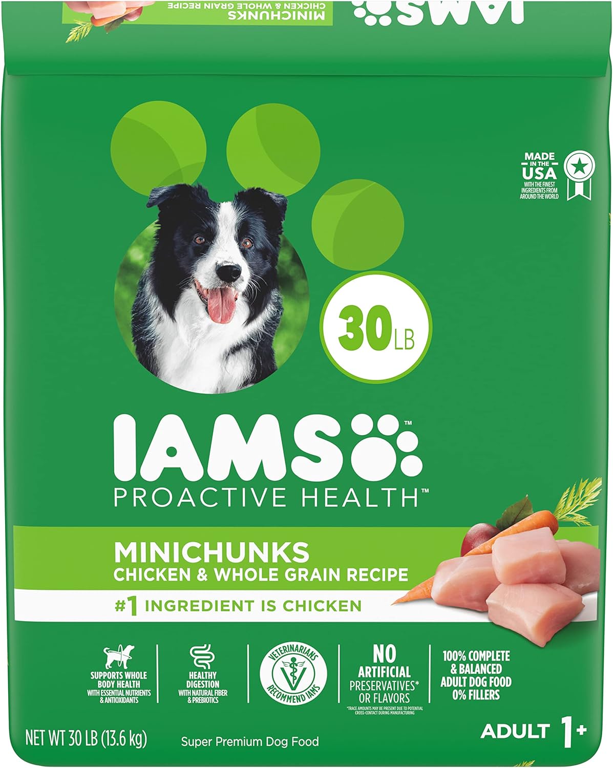 IAMS Proactive Health Minichunks Adult Dry Dog Food with Real Chicken and Whole Grains, 30 lb. Bag