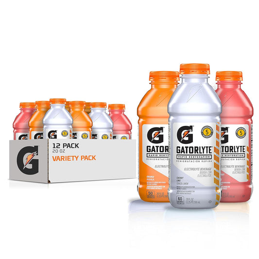 Gatorlyte Rapid Rehydration Electrolyte Beverage, 3 Flavor Variety Pack, 20 Fl Oz (Pack of 12)