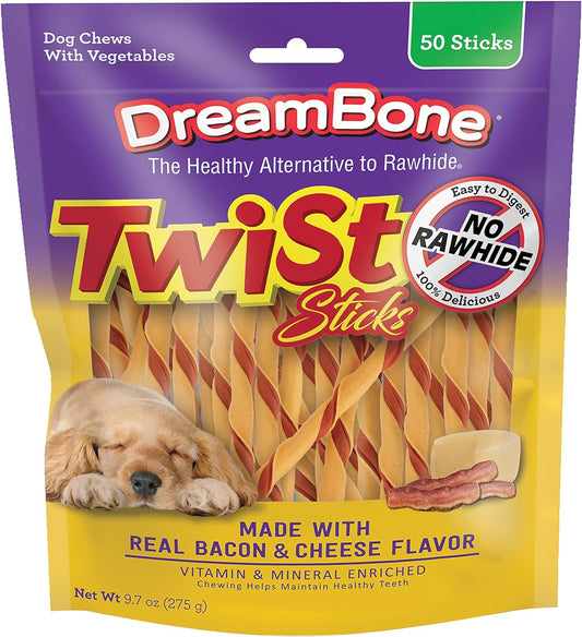 Dreambone Chicken & Vegetable Twist Sticks, Dog Chew Sticks, Rawhide Free Treats for Dogs 50 Count (Pack of 1)