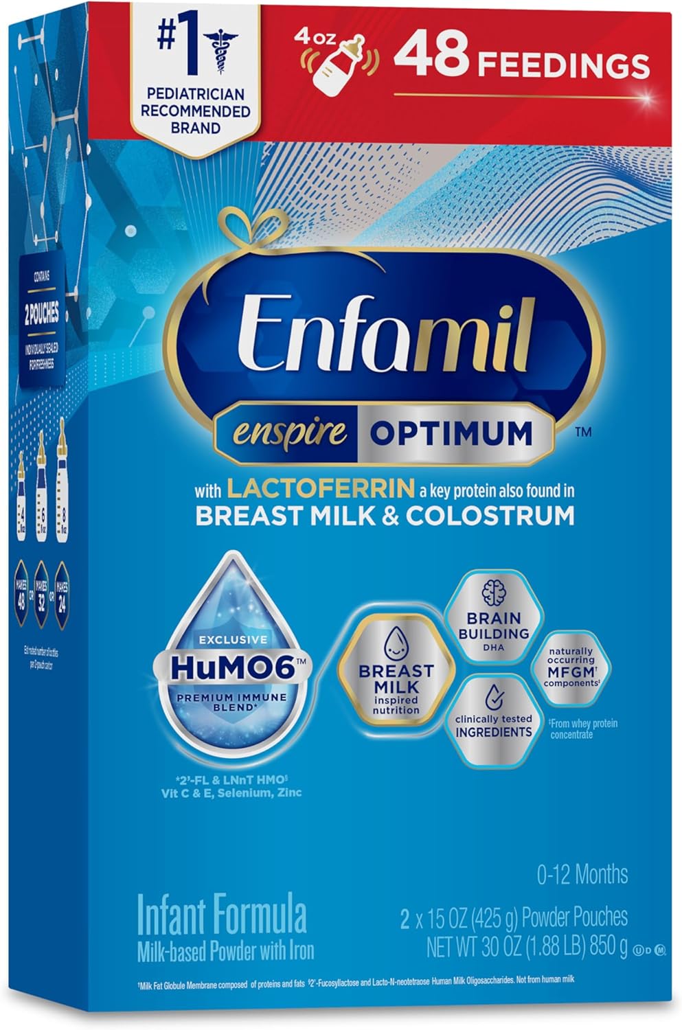 Enfamil Enspire Optimum Baby Formula, with Immune-Supporting Lactoferrin, Our Closest Formula to Breast Milk, Brain Building DHA, Dual Prebiotics, Infant...