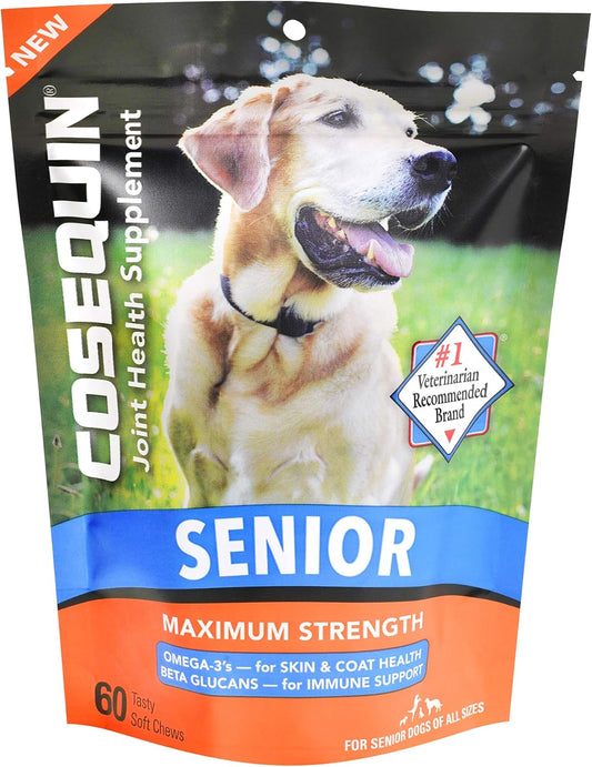 Cosequin Senior Joint Health Supplement for Senior Dogs - With Glucosamine, Chondroitin, Omega-3 for Skin and Coat Health and Beta Glucans for Immune Support, 60 Soft Chews