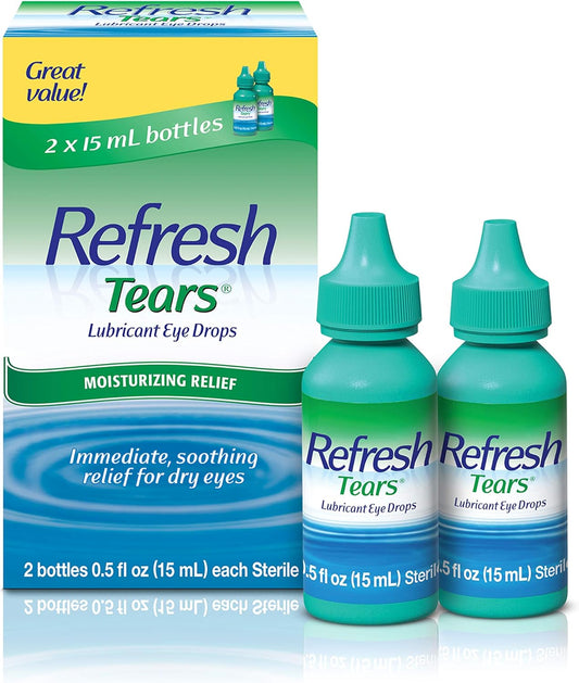 Refresh Tears Lubricant Eye Drops Artificial Tears, 2x0.5 fl oz (30 mL), 2 Count