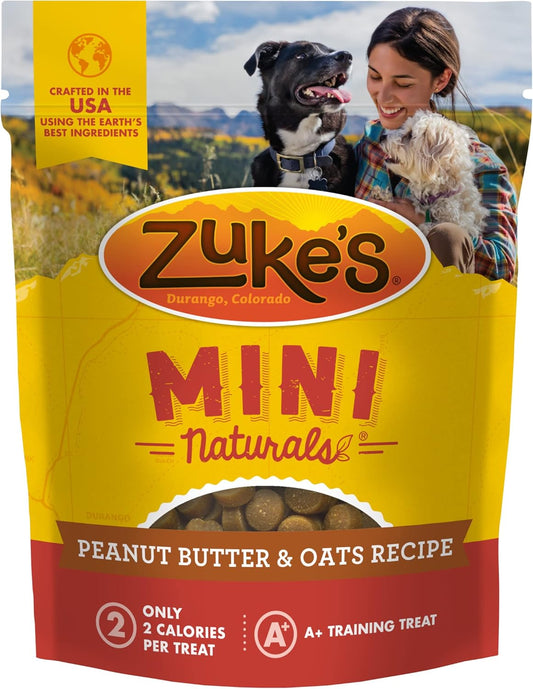 Zuke’s Mini Naturals Soft Chewy Dog Treats For Training Pouch, Natural Treat Bites With Peanut Butter And Oats - 16 oz. Bag