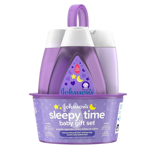 Johnson's Sleepy Time Bedtime Baby Gift Set with Relaxing NaturalCalm Aromas, Bedtime Baby Bath Shampoo, Wash & Lotion Essentials, Hypoallergenic...