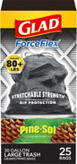 Glad Trash Bags, ForceFlex Drawstring Large Garbage Bags, 30 Gal, Pine-Sol Original Scent, 25 Ct, Pack May Vary