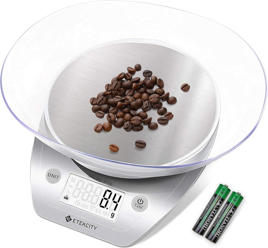Etekcity Food Scale, 0.1g, Digital Kitchen Scale with Detachable Bowl, Precise Weight Grams and Ounces for Baking, Cooking, Meal Prep, 11lb/5 Units, Large...