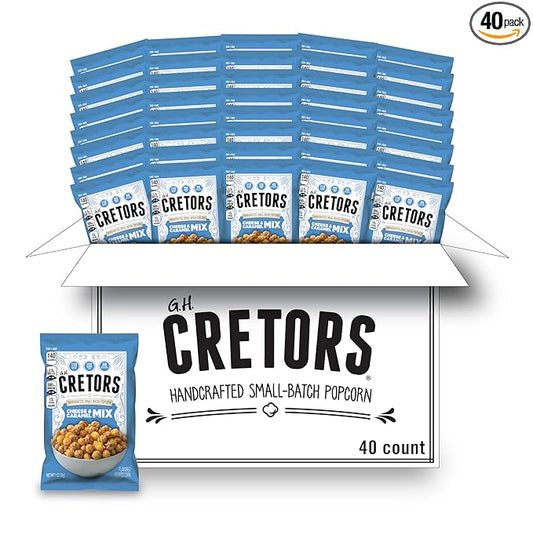 G.H. Cretors Cheese & Caramel Popcorn Mix (1 oz Bags Ð 40 Pack) Handcrafted Small Batch Popcorn, Gluten Free, Kosher, No Artificial Preservatives, Convenient Individual Bags