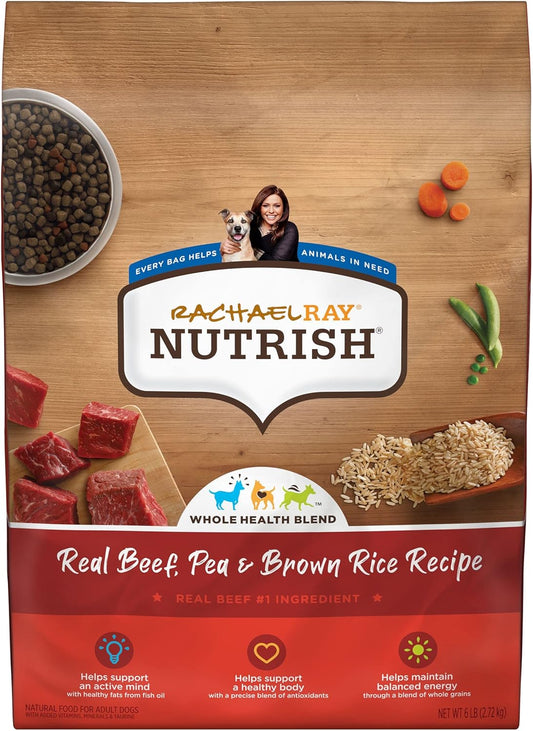 Rachael Ray Nutrish Premium Natural Dry Dog Food, Real Beef, Pea, & Brown Rice Recipe, 6 Pound Bag (Packaging May Vary)