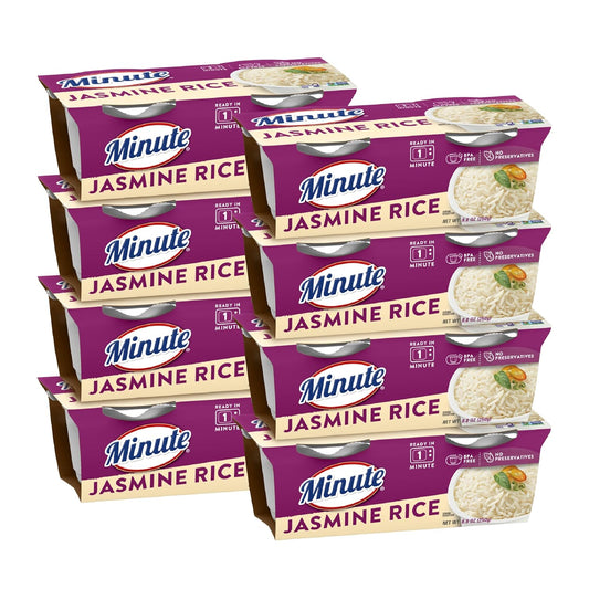 Minute Ready-to-Serve Jasmine Rice, Microwavable Rice Cups, 4.4-Ounce Cups, 2 Count, (Pack of 8)