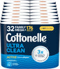 Cottonelle Ultra Clean Toilet Paper with Active CleaningRipples Texture, 32 Family Mega Rolls (32 Family Mega Rolls = 176 Regular Rolls) (8 Packs of 4), 353...