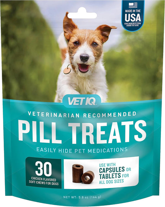 VetIQ Pill Treats Advanced Formula for Dogs, Chicken Flavor Soft Chews, Made in the USA, 30 Count