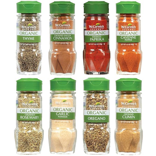 McCormick Gourmet Organic Spice Rack Refill Variety Pack, 8 count