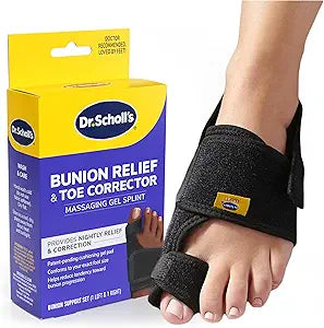 Dr. Scholl's BUNION RELIEF & TOE CORRECTOR // Massaging Gel Bunion Splint & Big Toe Straightener - Orthopedic Bunion Corrector for Women & Men - Bunion Pads for Bunion Pain Relief, 1 Support Set (Left & Right)