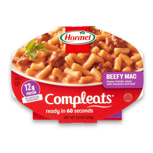 HORMEL COMPLEATS Beefy Mac & Cheese Microwave Tray, 7.5 Ounce (Pack of 7)