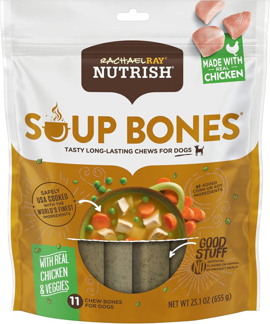 Rachael Ray Nutrish Soup Bones Dog Treats, Chicken & Veggies Flavor, 11 Bones