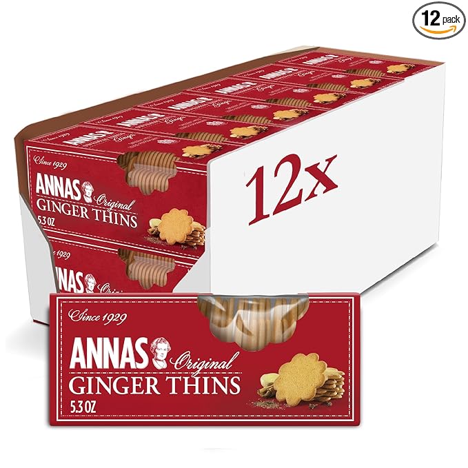 Annas Thins - Ginger Pepparkakor - 5.25 Ounce (Pack of 12) non GMO + Vegan