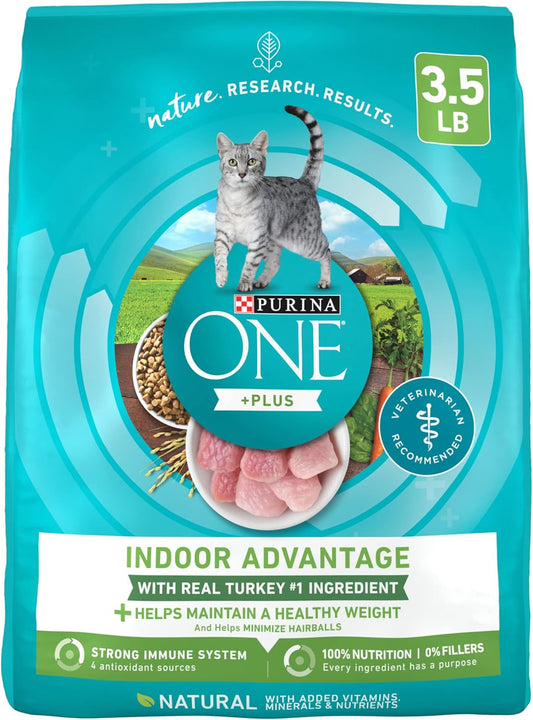 Purina ONE Natural, Low Fat, Weight Control, Indoor Dry Cat Food, +Plus Indoor Advantage - 3.5 lb. Bag