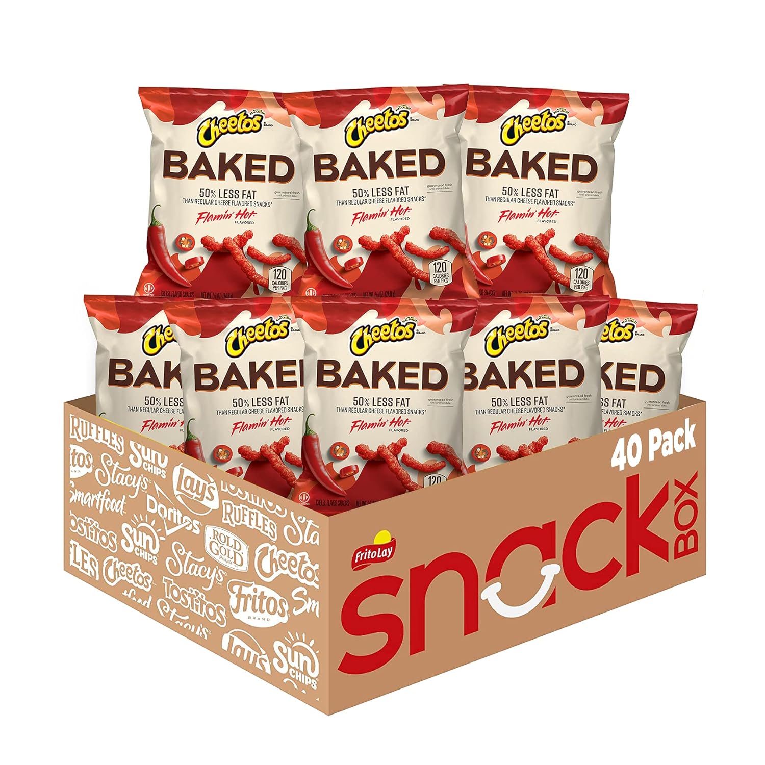 Baked, Cheetos Crunchy Flamin' Hot, 0.875 Ounce (Pack of 40)