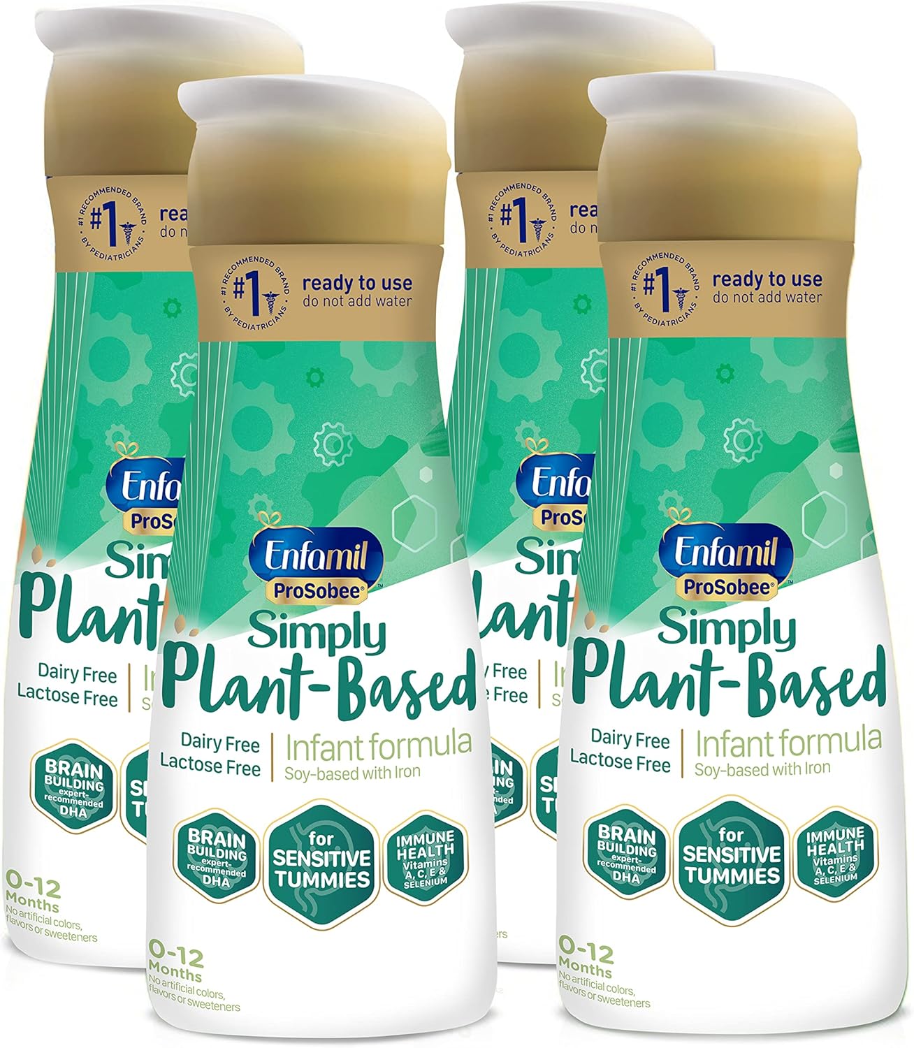 Enfamil Plant based Lactose-free Baby Formula,Ready-to-Feed Bottles, Enfamil ProSobee for Sensitive Tummies, Soy-based, Plant Sourced Protein, Lactose-free,...