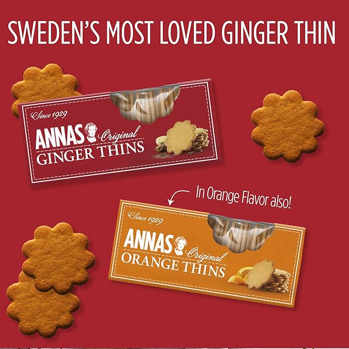 Annas Thins - Ginger Pepparkakor - 5.25 Ounce (Pack of 12) non GMO + Vegan